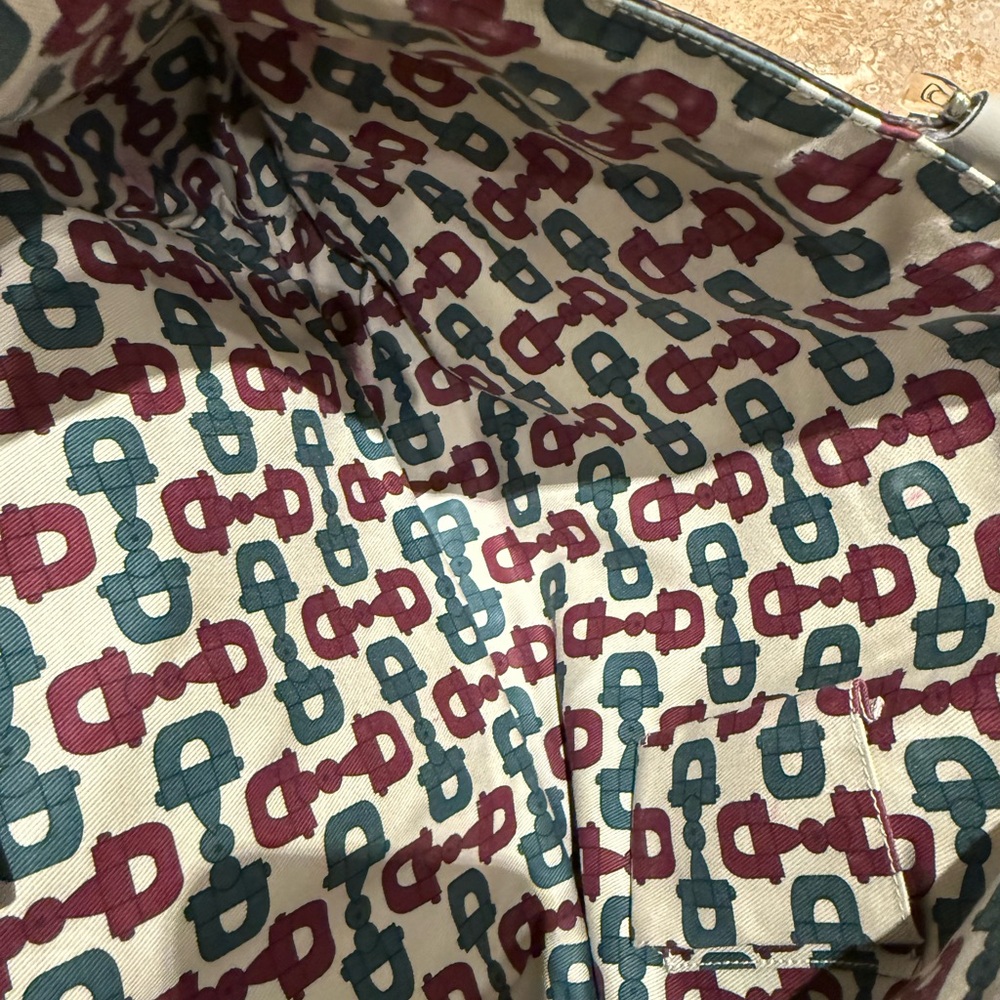 Gucci Cream and Teal Patterned Tote